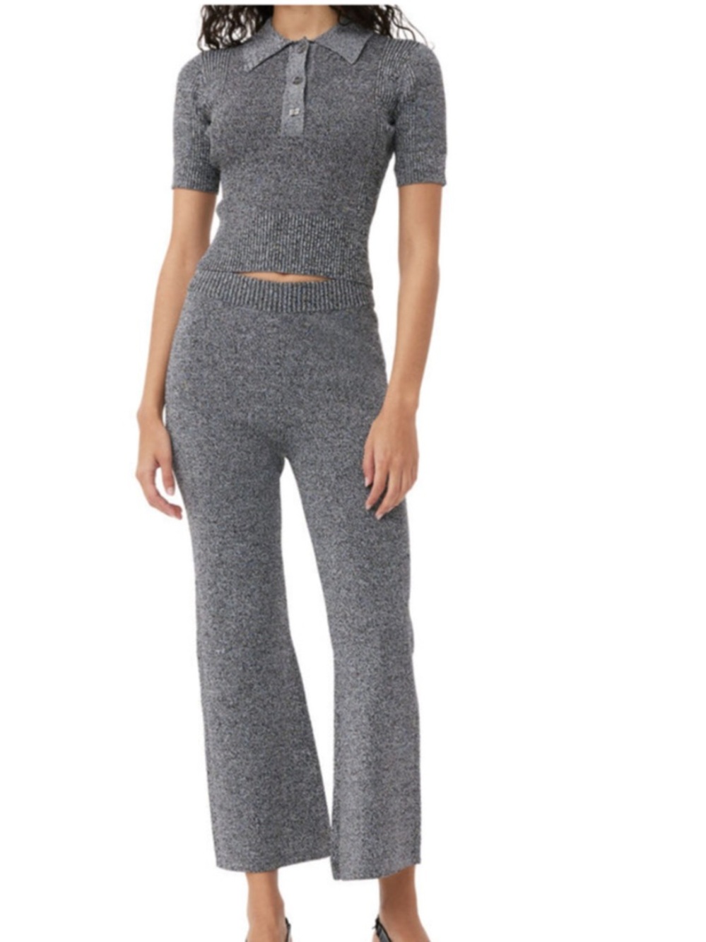 NWT Ganni melange rib cropped trousers knit pant size L